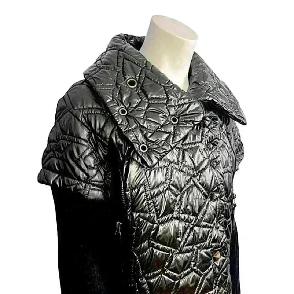 LAFLAMME FOURRURE GLOSSY QUILTED TRENCH GORGEOUS COAT SLEEVES SIZE M - Picture 4 of 16